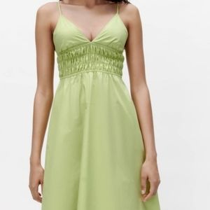 Zara Apple Green Rouched Dress
